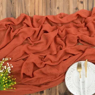 AOKSUNOVA Tischläufer Musselin Orange Tischläufer Käsetuch Stoff Hochzeit 80cm x 3m Terracotta