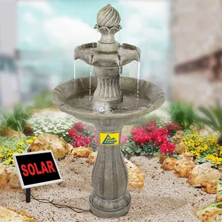 Solar Gartenbrunnen Brunnen Solarbrunnen Klassik-Garten Zierbrunnen Wasserfall Gartenleuchte Teichpumpe für Terrasse, Balkon, verbessertes Modell mit Pumpen-instant-Start-Funktion