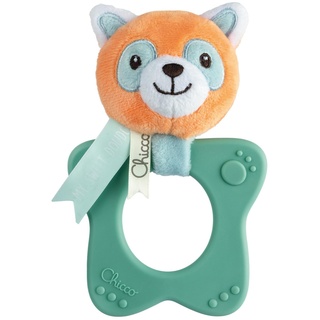 Chicco My Sweet Doudou Panda Red Spielzeug, Panda, mit weichem Kunststoffring, leicht zu greifen, für Erleichterung während Babys Zahnungsperiode, 3-18 Monate