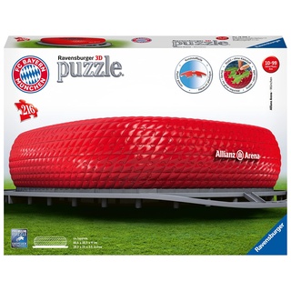 Ravensburger 3D Puzzle Allianz Arena 12526 - Bayern München Fanartikel - Stadion als 3D Puzzle - 216 Teile - ab 8 Jahren