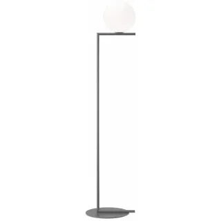 Flos Standleuchte IC Lights Floor 1 aus Messing Chromstahl und Opalglas in der Farbe Black 60W, Maße: Fußdurchmesser: 27,5cm x Höhe: 114,5cm, Kugeldurchmesser: 20cm, F3173030