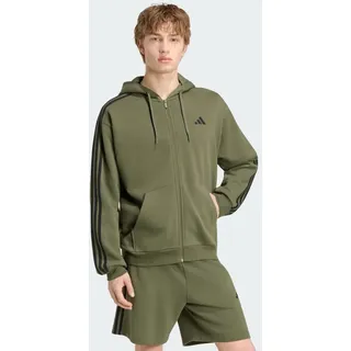 adidas Essentials 3-Streifen French Terry Kapuzenjacke Herren Olive Four/Black L