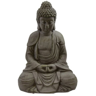 B&S Dekofigur Buddha Figur Garten Meditation Dekofigur Skulptur sitzend Grau H 44 cm grau