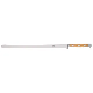 GÜDE Solingen - Lachsmesser geschmiedet, 32 cm, Olivenholz, ALPHA OLIVE, Doppelkropf, Handmade Germany