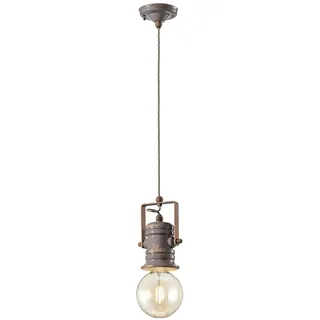 ferroluce Retro Pendelleuchte Urban ohne Glas E27, Taupe
