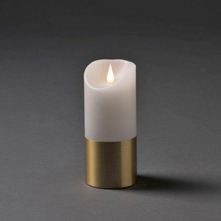 KONSTSMIDE LED-Kerze Weihnachtsdeko (1-tlg), LED Echtwachskerze, weiß, mit messingfarbener Banderole weiß
