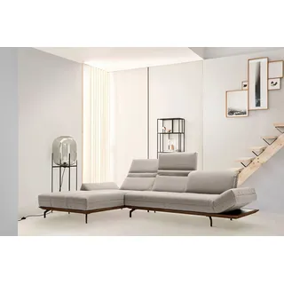 creation by rolf benz Ecksofa CR.420, Designecksofa, L-Form, in 2 Qualitäten, Holzrahmen in Eiche Natur oder Nußbaum, Breite 293 cm beige|grau|weiß