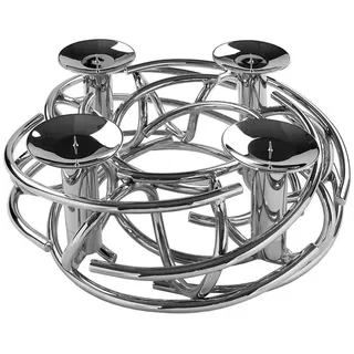 Fink Adventskranz CORONA Kranz - silber - Aluminium/Edelstahl - H. 15cm x Ø40cm - Advent, Schraubbarer Advents- & Weihnachtskranz - Deko für Weihnachten silberfarben