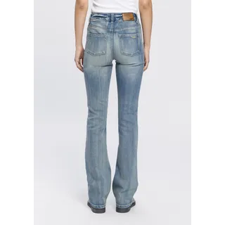 Bootcut-Jeans ARIZONA "Baby Bootcut" Gr. 44, N-Gr, blau (mid, blue, used) Damen Jeans High Waist