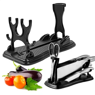 Messerblock Ohne Messer, Messerhalter Schublade, 6 In 1 Universal Messerständer, Multifunktional Knife Holder für Small Space Organizer, Messereinsatz Schublade mit Scherenschlitz