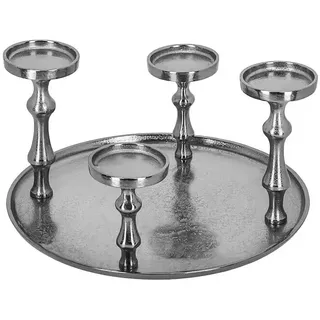 Adventskranz Silber Kerzentablett  (Durchmesser: 36 cm, Aluminium, Gun Metal)