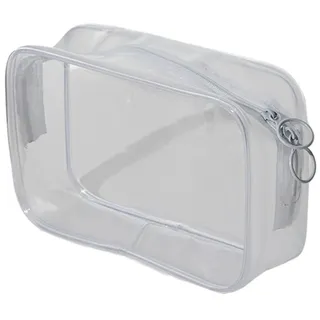 Transparent Tasche Transparente Kosmetiktasche aus PVC for Damen, mit Reißverschluss, klare Make-up-Taschen, Beauty-Case, Reise-Make-up-Organizer, Aufbewahrung, Bad, Kulturbeutel, Kulturbeutel(M white