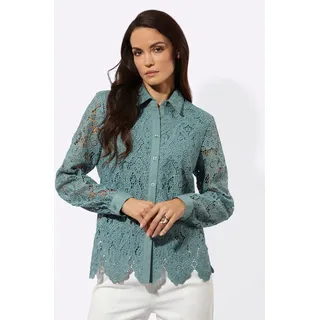 Spitzenbluse LADY, Damen, Gr. 44, grün (jade), 100% Polyester, unifarben, Blusen Spitzenbluse
