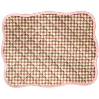RICE Gestepptes Tischset Karo Wellenrand aus Baumwolle, Kariert Hellrosa (Pretty Pink) - 45 x 35 cm