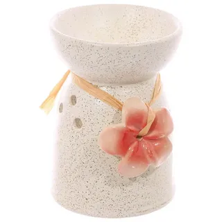 Duftlampe Keramik mit Blume - Creme Rot