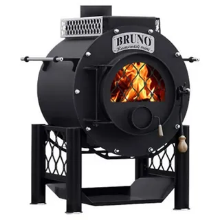 Bruno Kaminofen Bruno® Werkstattofen Romantik Mini schwarz 9 kW Stahl A, 9 kW schwarz