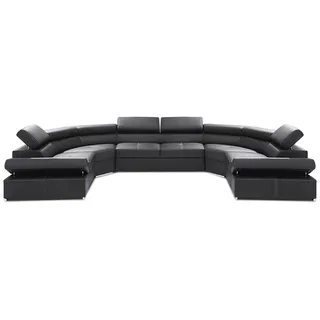 Xlmoebel Wohnlandschaft XXL Leder Sofa Couch Eckgarnitur mit LED Design aus Italien, Eckgarnitur 5 Teile, Made in Europa schwarz