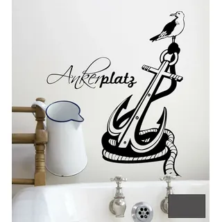 Wandtattoo Ankerplatz Anker maritim zuhause M1472 - ausgewählte Farbe: *Dunkelgrau* ausgewählte Größe: *XS 40cm breit x 52cm hoch
