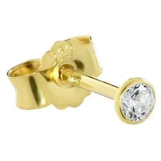 NKlaus Single-Ohrstecker Single Ohrstecker Echt Gold 333er 3mm Cubic Zirkonia Damen Herren 0,33 weiß