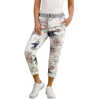 Mississhop Damen Hose Blumen Jogginghose Baumwolle Freizeithose Boyfriend Blumenprint - Einheitsgröße