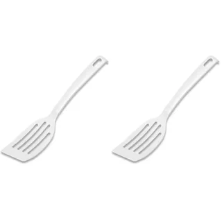 FACKELMANN 24284 Schlitzwender Blanca, Küchenhelfer aus Kunststoff, Pfannenwender für beschichtete Töpfe und Pfannen (Farbe: Weiß), Menge: 1 Stück 26.5 (Packung mit 2)