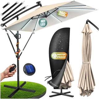 Kesser Ampelschirm Holly rechteckig Ø 350 cm mit LED Beige
