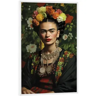 artboxONE Poster mit weißem Rahmen 75x50 cm Menschen Frida Kahlo-Blume - Bild Frida-Kahlo-gemälde