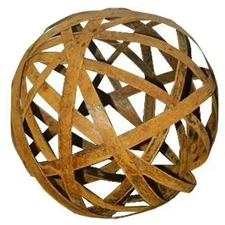 Rostige Gartenkugel mit schönem Streifen Design - Große Dekokugel - Ø 50cm - Wetterfest & Frostsicher - Metall/Edelrost/Rost - Rostkugel/Metallkugel zur Dekoration im Garten/Gartendekoration