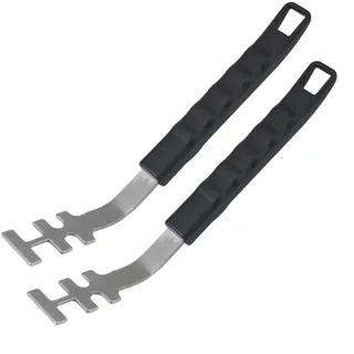 2 Stück Grillrostheber für den Grilleinsatz aus Edelstahl und hitzebeständigem PP Kunststoffgriff