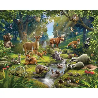 Walltastic Tiere des Waldes, Tapete, Wandbild