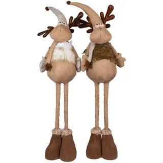 Riesiger XXL Elch Teleskopbeine 75cm Deko Figur braun 2er Set Pärchen Rentier