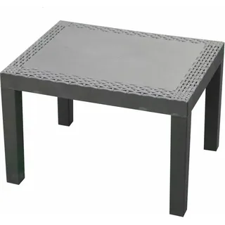 Gartentisch Jack Anthrazit Mit Rattan Optik - 59 X 46 Cm - Kunststoff Garten Beistelltisch - Balkontisch Terrassentisch Esstisch Klein Wetterfest Für Außen