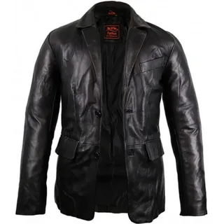 MDM Lederblazer Herren Leder Sakko Leder Blazer aus echtem Leder Leichte Sommer Lederjacke schwarz 3XL