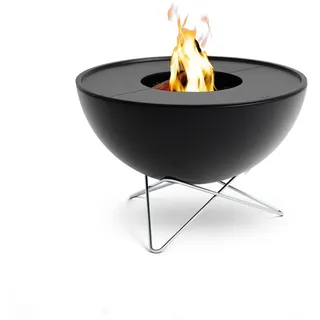 höfats - Bowl 70 Plancha Set tief - raucharme Verbrennung - Feuerstelle und Plancha Grill - kippbarer Feuerkorb inkl. 2 Plancha Grillplatten - Stahl emailliert – schwarz, Ø 70 cm