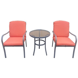 HTI-Living Sitzgruppe Terrassenmöbel 3-teilig Nonza Orange, (Set, 3-tlg., 1 Tisch, 2 Stühle inkl. Sitz- und Rückenkissen), Sitzgruppe 2 Personen Balkonmöbel orange
