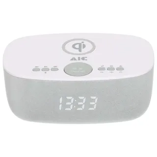 AIC-28-BT Uhrenradio Bluetooth Qi-Ladefunktion Dual-Alarm UKW Weiß