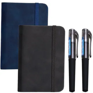 ZEPIQOR 2 Stück Taschennotizbuch Kleines Notizbuch Tagebuch Hardcover Notizbücher Notizblock Hochwertiges Dickes Liniertes Papier Mit Markierungsbändern Für Büroarbeiten A7 100 Seiten Schwarzes Leder