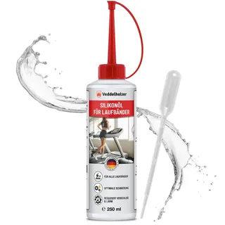 Veddelholzer 250 ml 100% reines Silikonöl Laufband mit Dosierkappe & Pipette für Zuhause Fitnessstudio Laufband Öl universell für Laufband, Cross Trainer,
