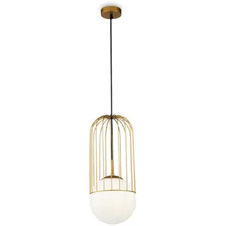 Maytoni Pendelleuchte, Gold, Metall, Glas, Kugel,Kugel, 48 cm, CE, höhenverstellbar, beliebig kürzbar, gleichmäßige Lichtverteilung, Lampen & Leuchten, Innenbeleuchtung, Leuchten nach Räumen, Wohnzimmerlampen