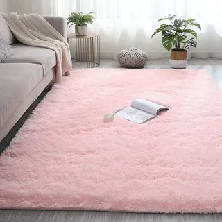 Kunstfell 80x200cm Carpet Wohnzimmer Teppiche Modern Outdoor Carpet Super Weich Gemütliches für Wohnzimmer Kinderzimmer Schlafzimmer Flur Läufer, Pink