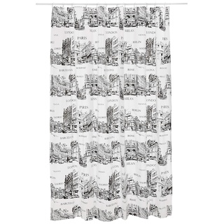 Spirella Vorhang Kunststoff Lifestyle-Palazzio schwarz 180 x 200 1117618, weiß, Estandar