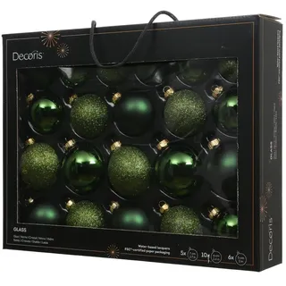 Kaemingk Weihnachtsbaumkugel, Weihnachtskugeln Glas 5-7cm 21er Set - Piniengrün grün