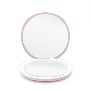 UNIQ Kompakter doppelseitiger Reisespiegel mit LED-Leuchten Kosmetikspiegel Rosa