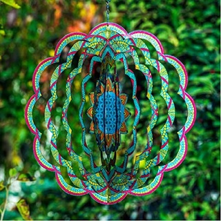 Gartendeko von Stand Tall Accessories - Mandala Wind Spinner, hängende Metallkunst für deinen Haus, kinetische Gartendekoration, 30 cm Edelstahl Terrassendekoration (Flower of Life 1)