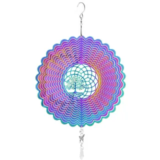 3D Hängender Windspinner Vogelschreck 20cm Vogelabwehr Edelstahl Windspiel Regenbogen Leicht Drehendes Kinetic Windmobile Metallkunst kinetische Dekor Fenster und Garten