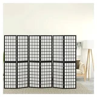 vidaXL Raumteiler 6-tlg. Paravent Japanischer Stil Faltbar 240x170 cm Schwarz, 1-tlg. schwarz 240 cm x 170 cm