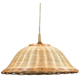 Helios Leuchten Hängeleuchte Rattan, Korblampe, Rattanlampe skandinavischer Stil, Boho Hängelampe, für Küche Esszimmer Wohnzimmer, Deckenlampe hängend Rattan Korb beige