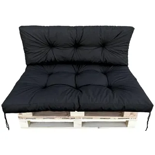 IN WOHO Palettenkissen Set Schwarz, 120x80 + 120x40 cm, Wasserabweisende Sitz- und Rückenkissen für Europaletten, Outdoor Auflage für Gartenmöbel