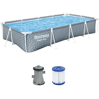 BESTWAY Steel Pro Frame Pool Set 366 x 201 x 66 cm inkl. Filterpumpe