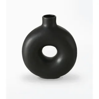 Boltze Vasen Set Lanyo schwarz, Blumenvase aus Keramik, runde Form, Maße 17x7x20 cm,